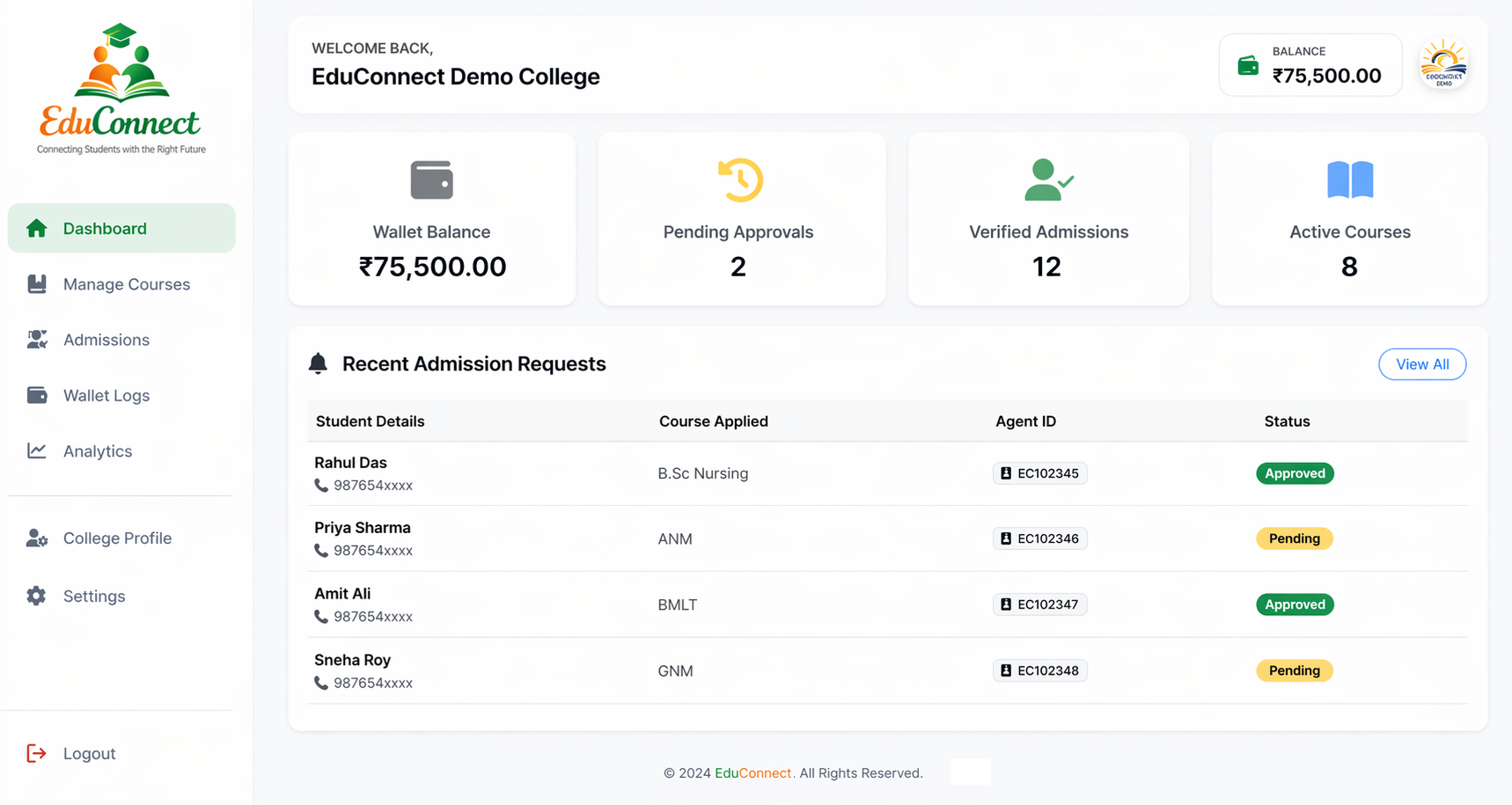 College Dashboard